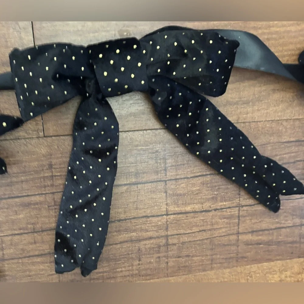 velvet polka dot bow garland 4 sets NWT NEW 6 ft each black gold Christmas